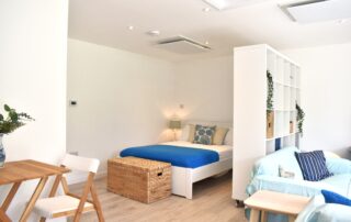 Open plan bedroom