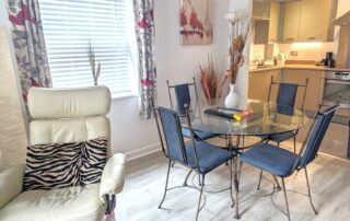Dining area and kitchen in city centre apartment